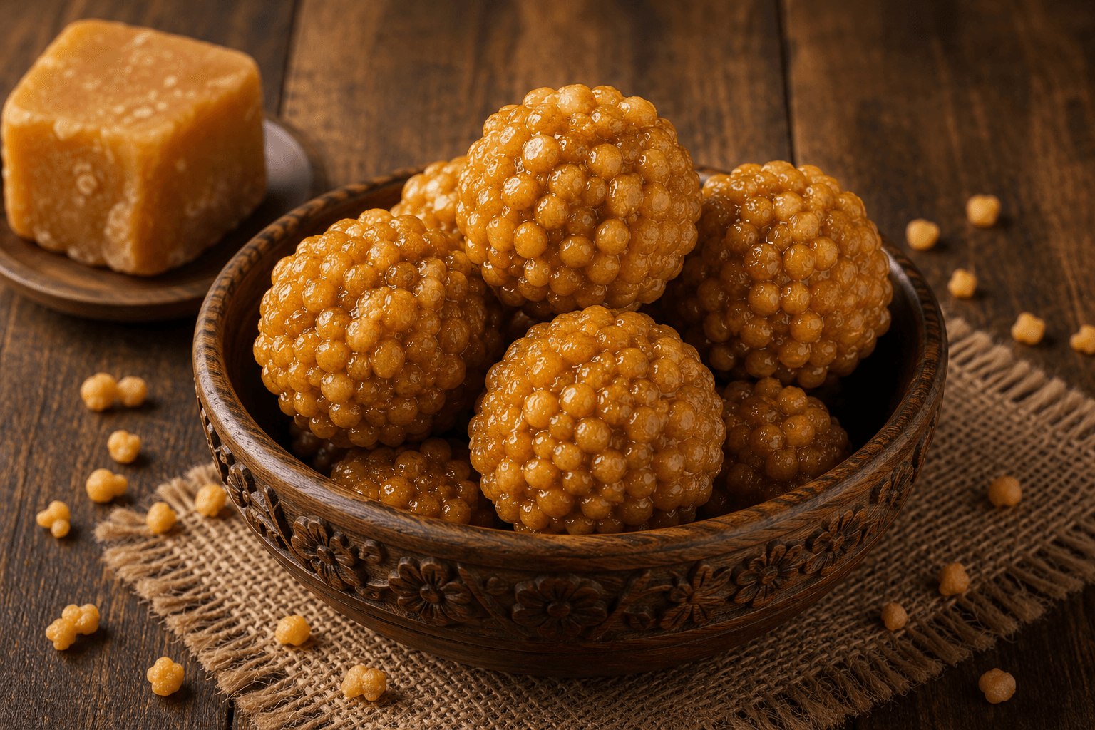 Bellam Boondi Laddu (Jaggery Boondi Laddu)