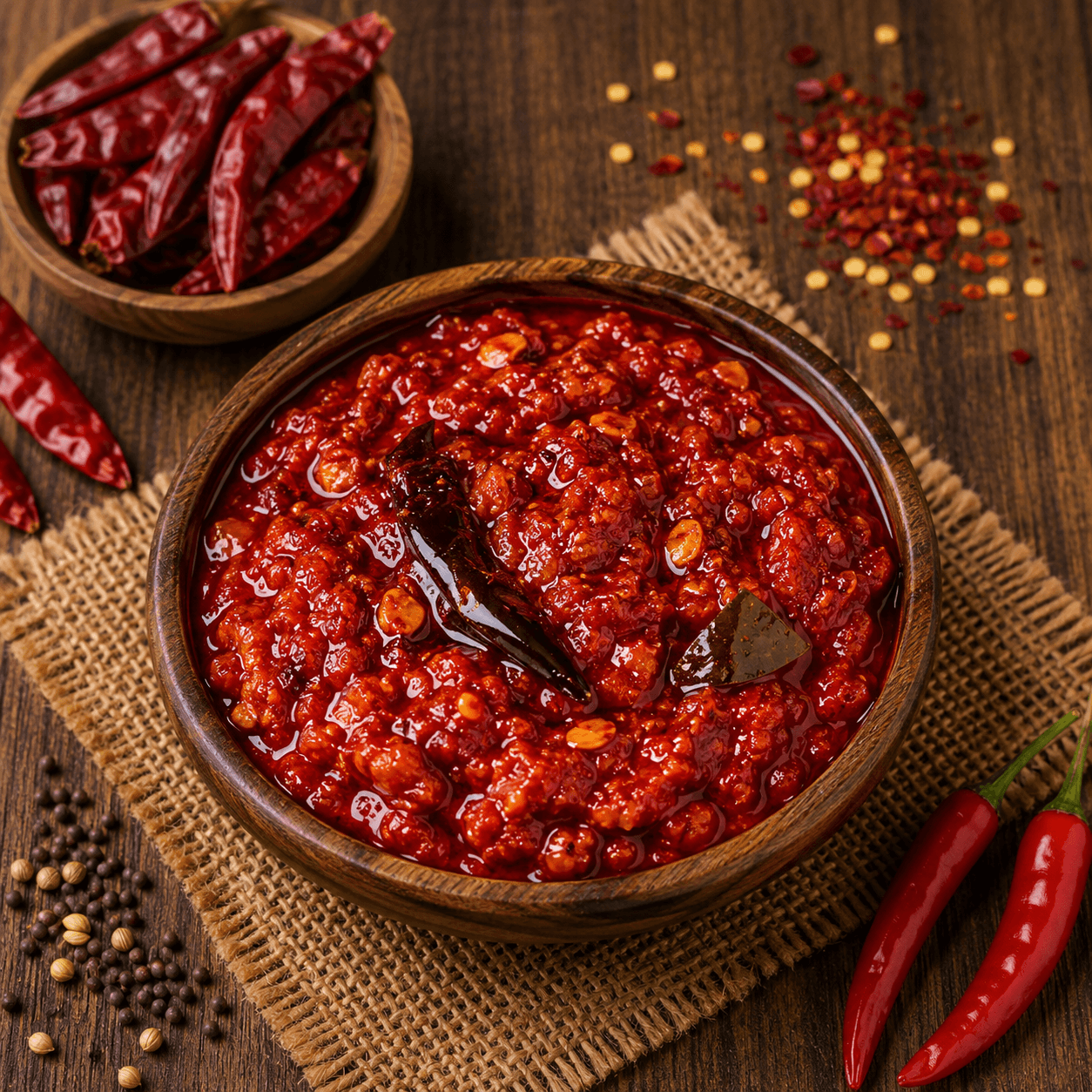 Red Chilli Pickle (Pandu Mirapakaya Pachadi)