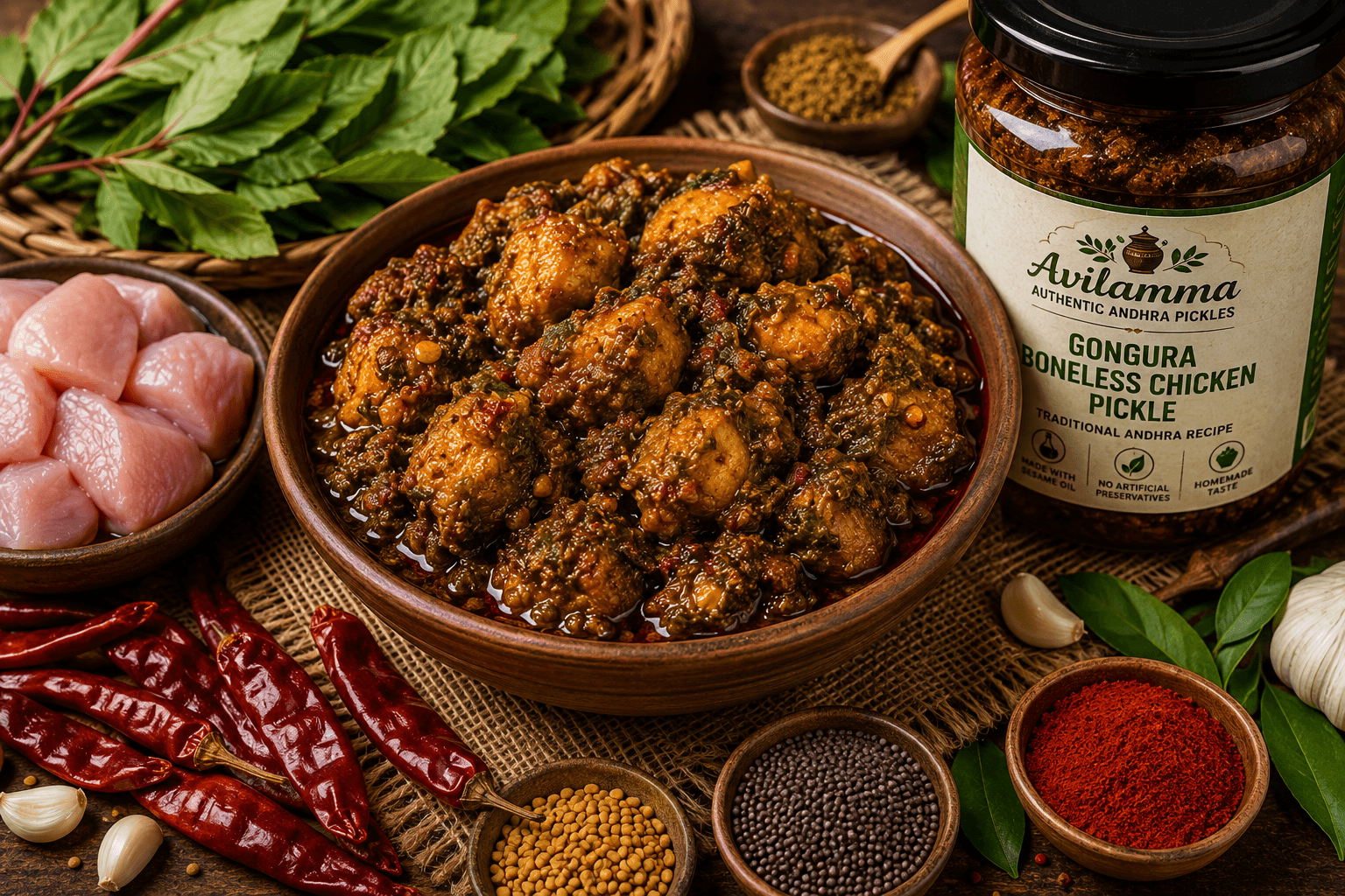 Gongura Boneless Chicken Pickle