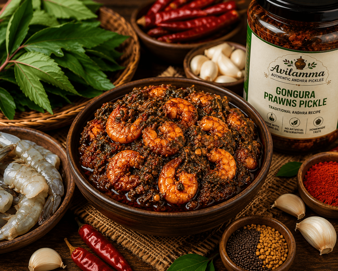 Gongura Prawns Pickle